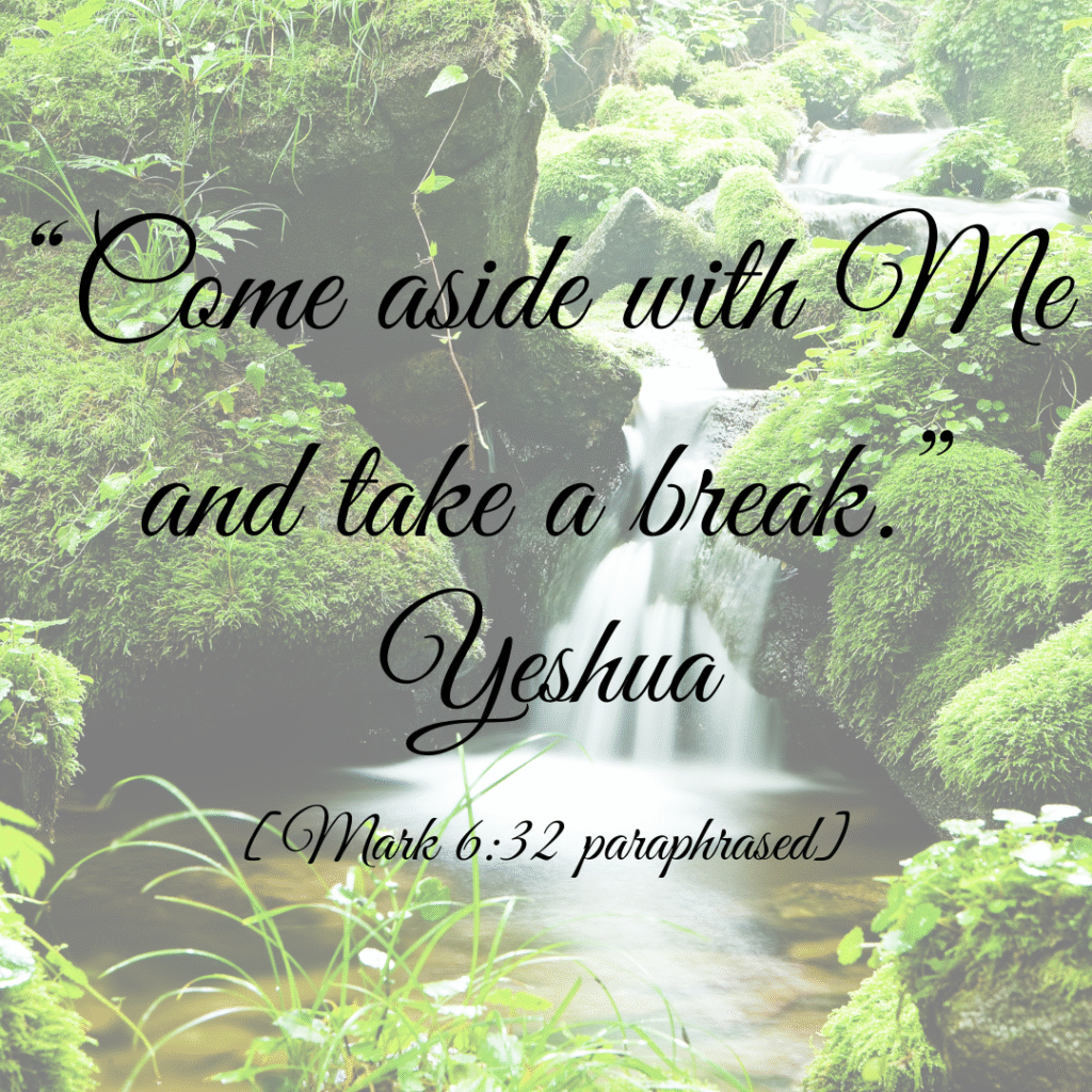 Gentle waterfall in a forest stream, symbolizing spiritual retreat and renewal from Mark 6:32.